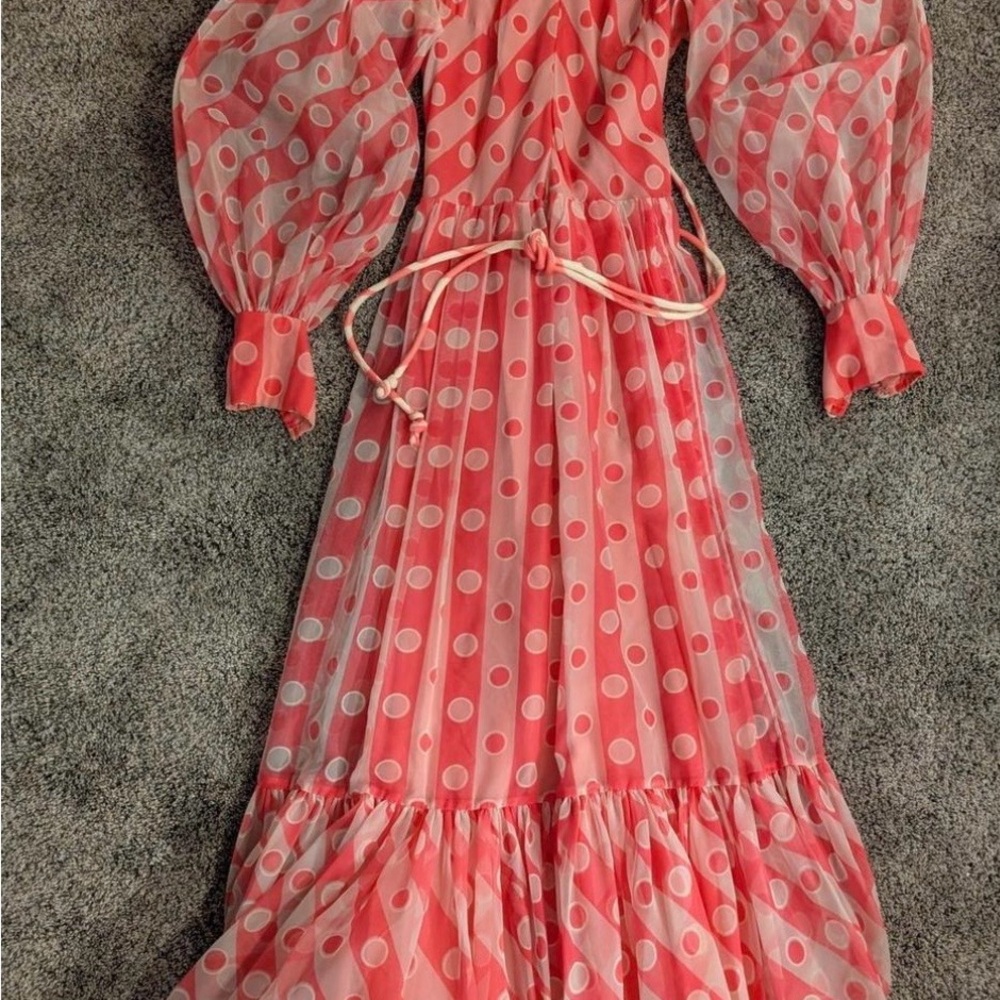 Saks Fifth Avenue Coral and White Sheer Dress